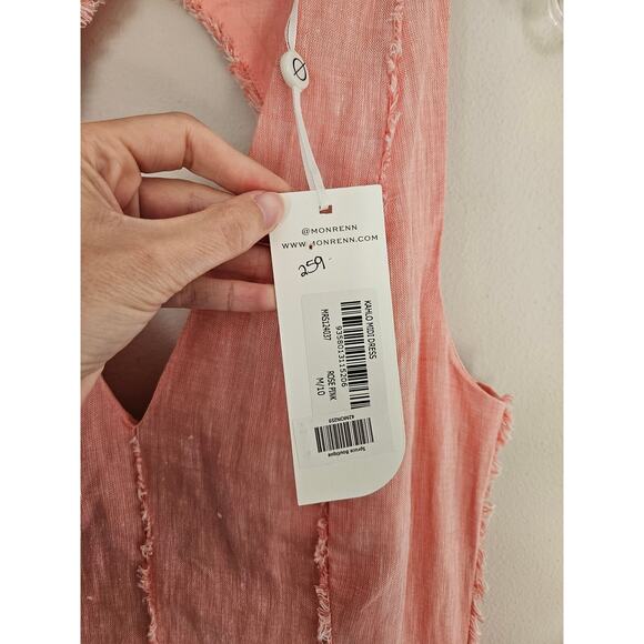 Mon Renn Women's Light Pink Kahlo Linen Blend Sleeveless Midi Dress NWT Size M - Picture 6 of 16